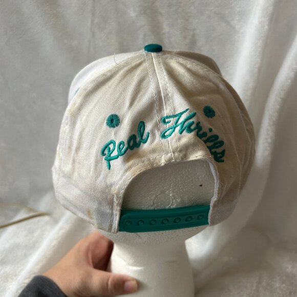 Cedar Point Amusement Park Adjustable Hat VINTAGE Turquoise White Embroidered - Picture 5 of 8